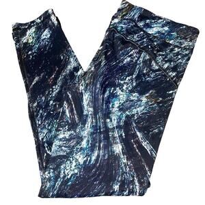 LD Leggings active wear moon celestial mesh sides Yoga black blue SZ LG athletic